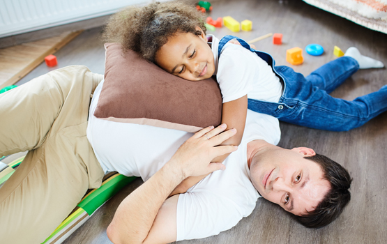 demonstration of happy foster dad and child